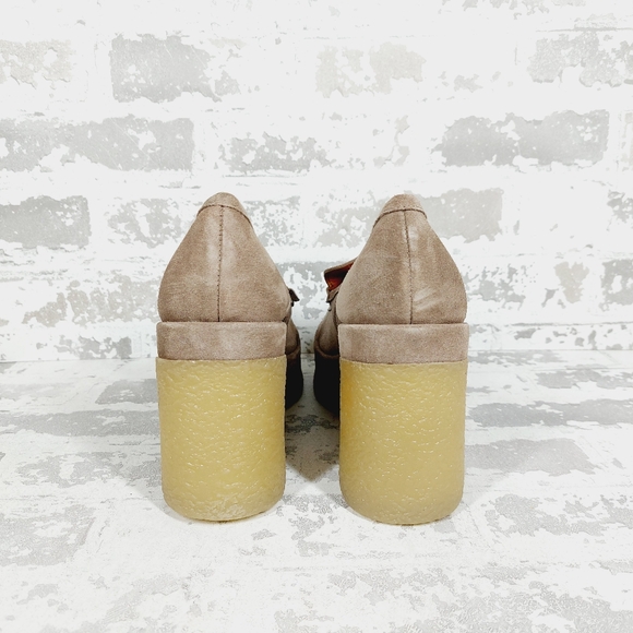 NEW Marc Fisher Taupe Tan Suede Lina Chunky Platform Heeled Loafers D1034 - Picture 5 of 11